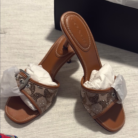 Coach Brown Mules with Knot Detail - Picture 1 of 5
